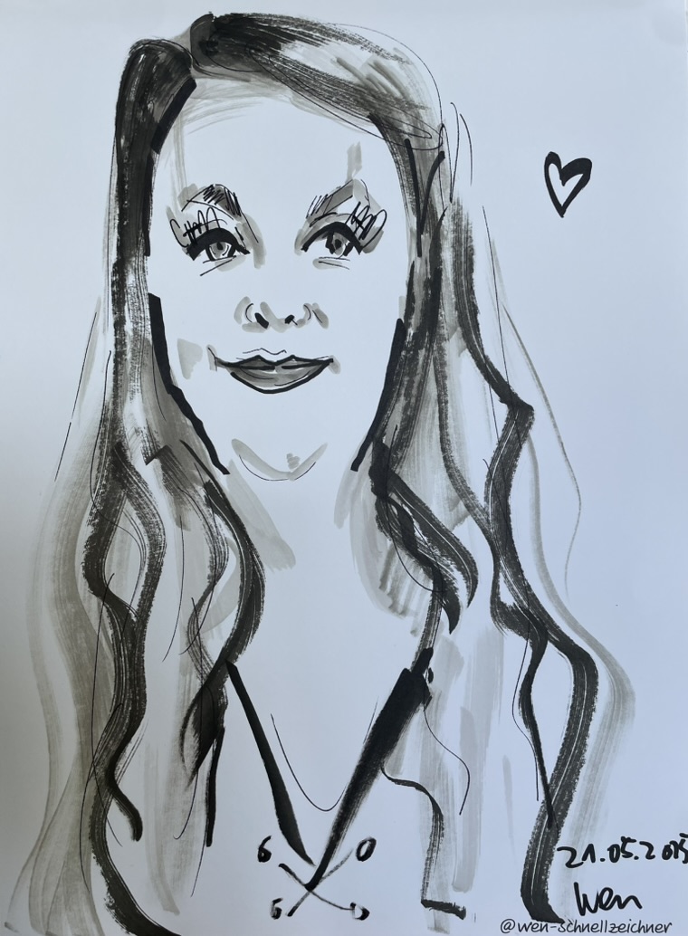 Live gezeichnetes Porträt einer Frau